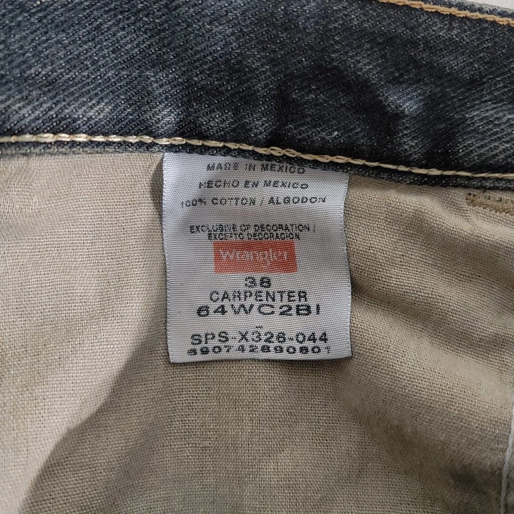 EUC WRANGLER Men's 38 (Actual 39" x 10") Denim Carpenter Shorts Dark Wash Blue - Picture 4 of 4